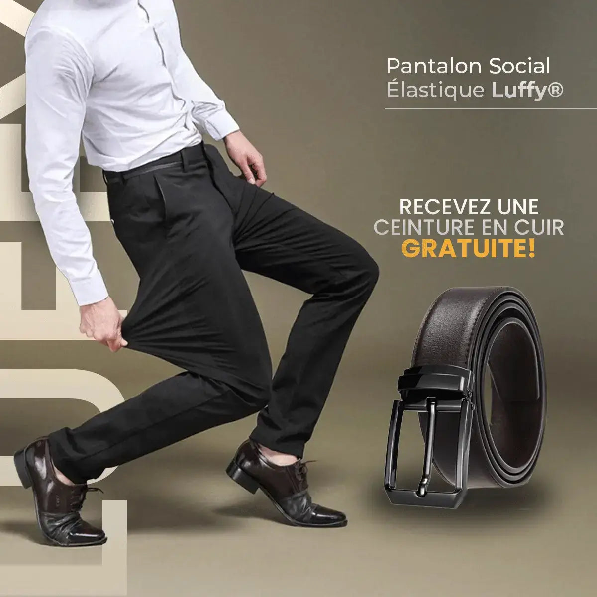Luffy® Flexible Social Trousers with Complimentary Leather Belt