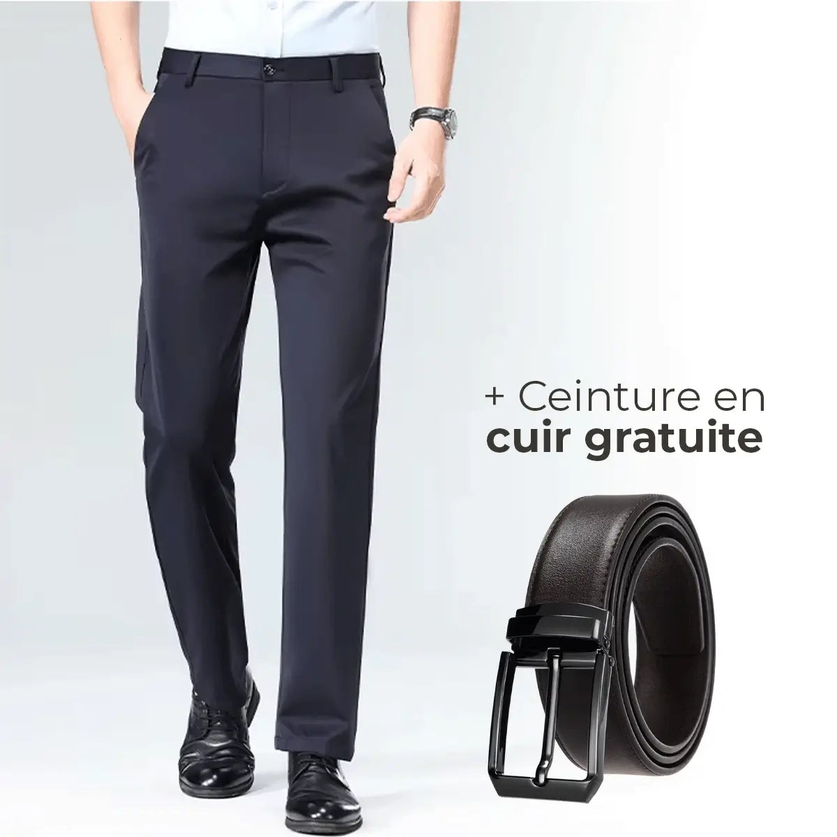 Luffy® Flexible Social Trousers with Complimentary Leather Belt