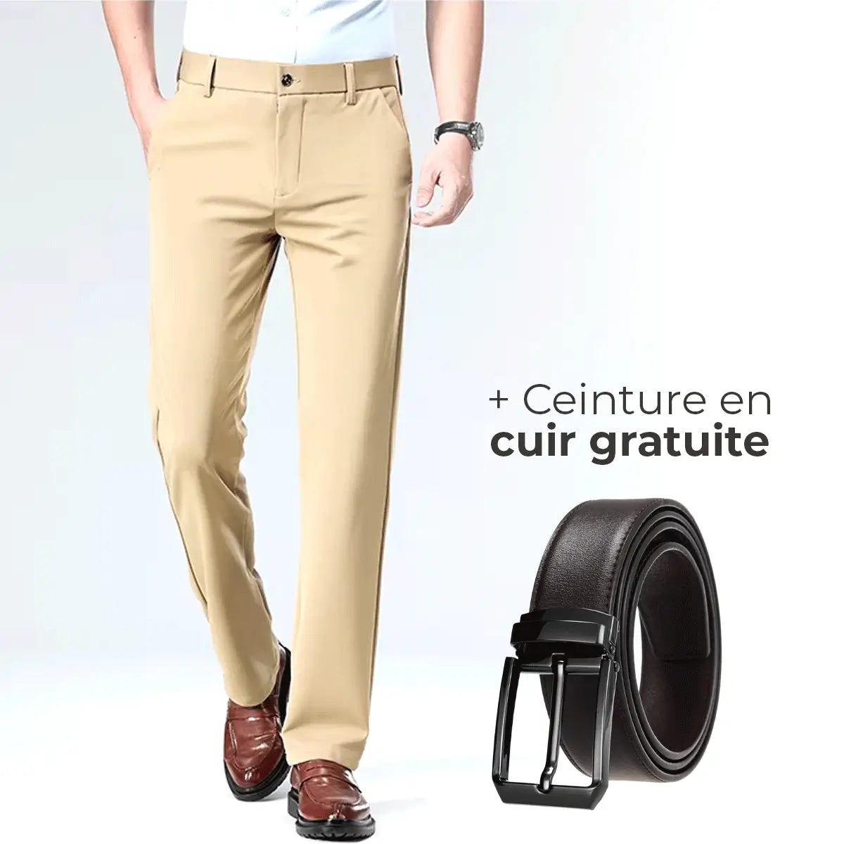 Luffy® Flexible Social Trousers with Complimentary Leather Belt