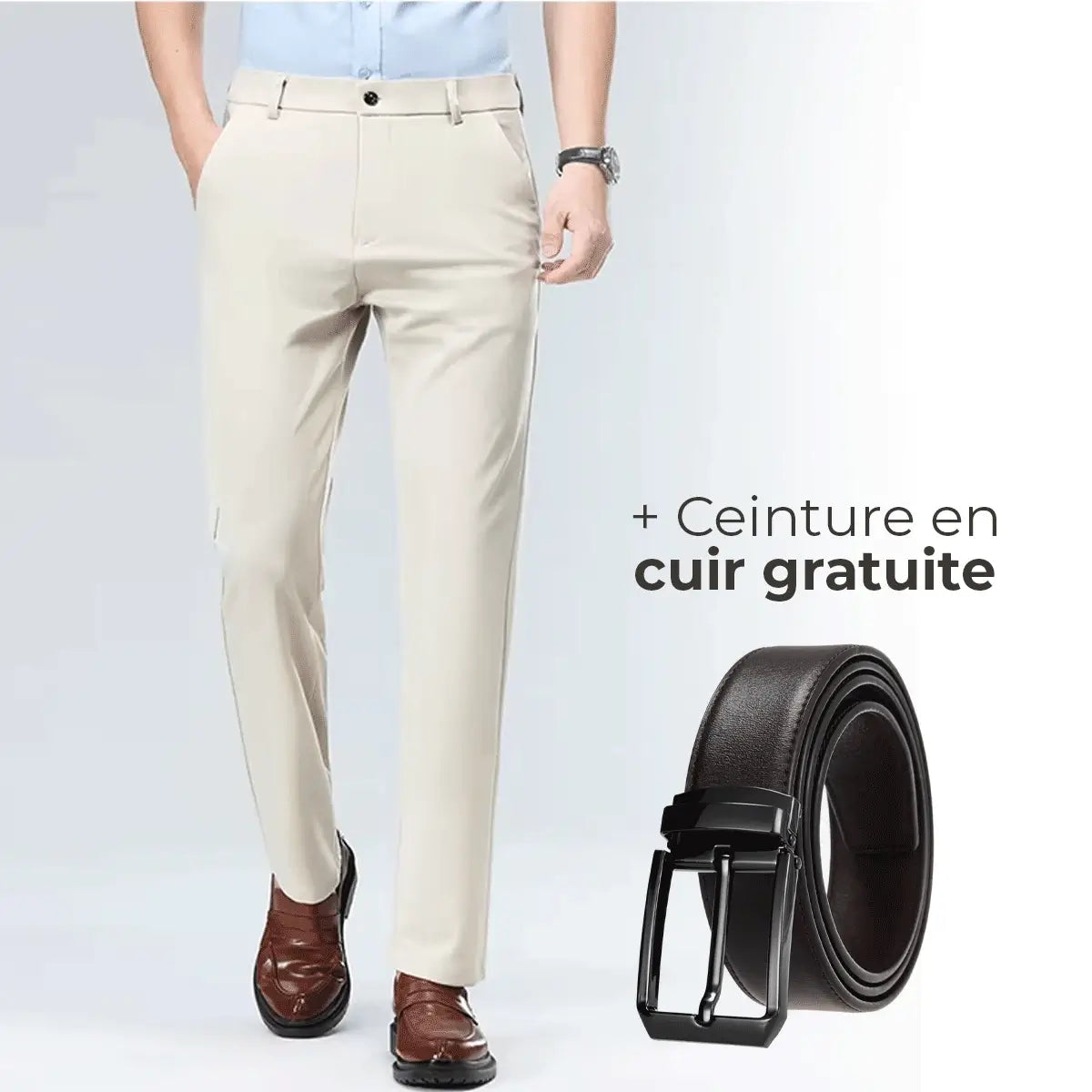 Luffy® Flexible Social Trousers with Complimentary Leather Belt