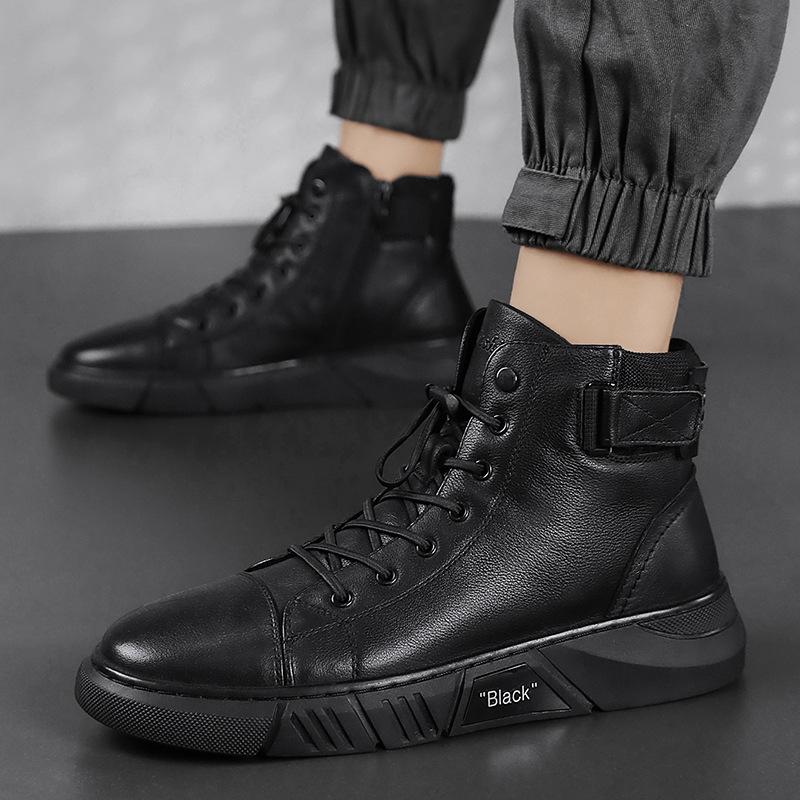 Hector - Durable Black Leather Sneakers for Men